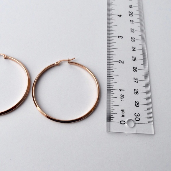 Rose Gold Hoop Earrings - Picture 3 of 4